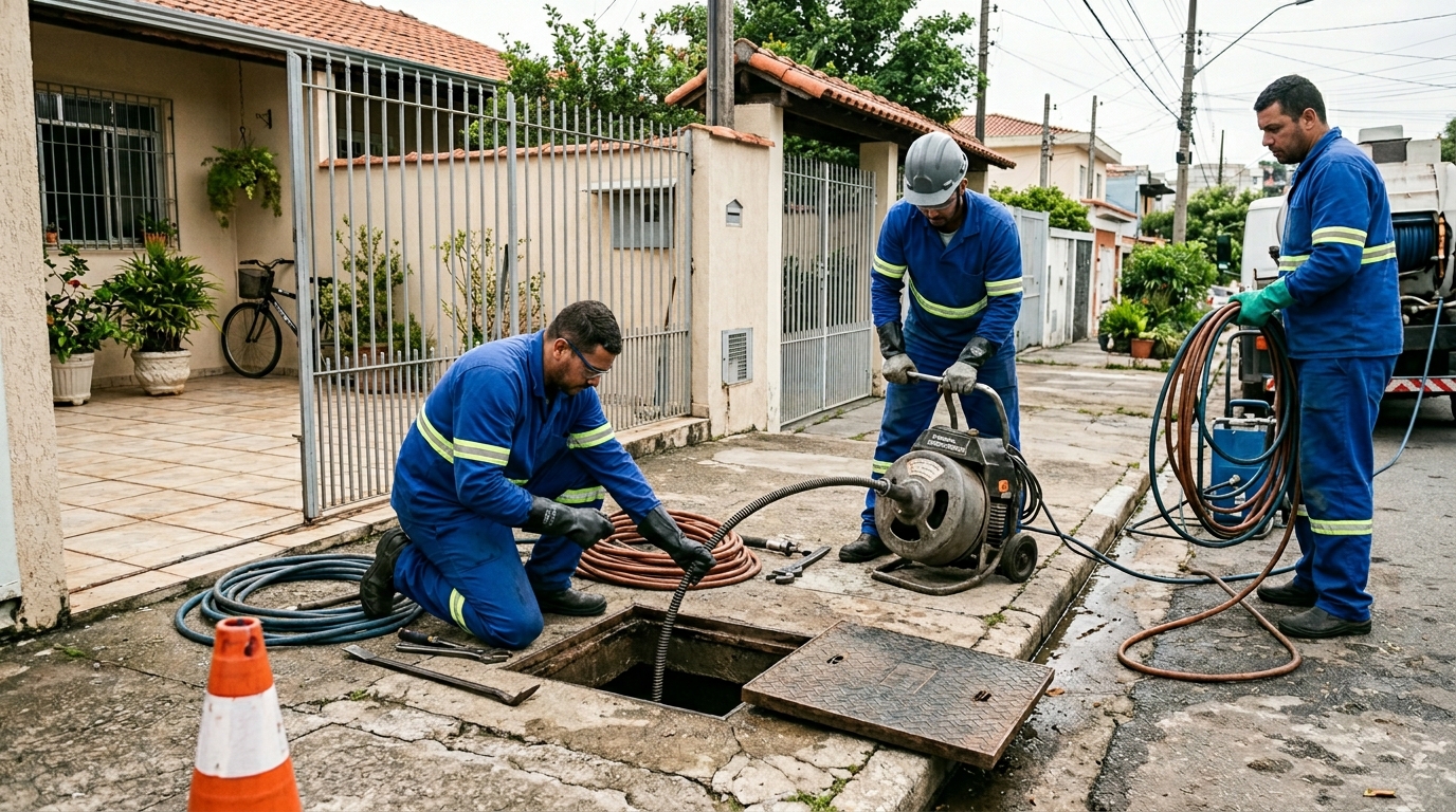 Desentupimento de esgoto em Santos-SP